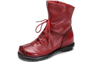 Clarsunny Women’s Genuine Leather Casual Soft Flat Boots