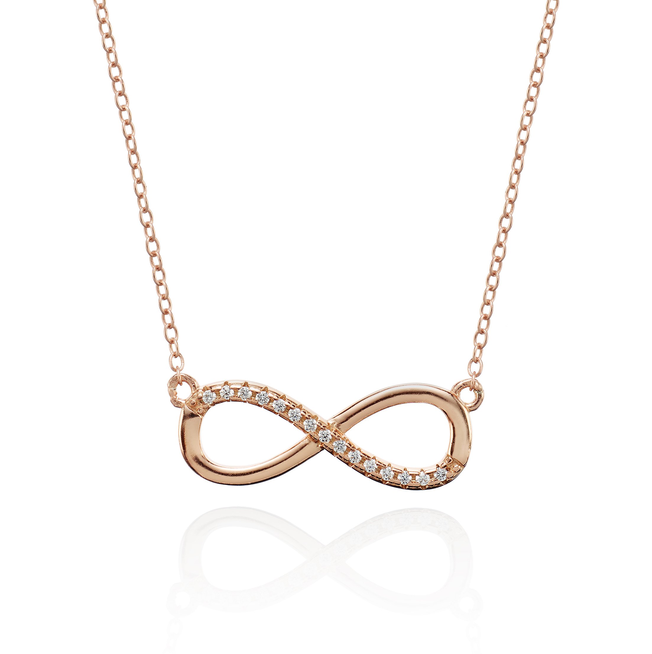 namana Rose Gold Infinity Necklace with Cubic Zirconia, Rose Gold Chain Necklace for Women, Diamante Infinity Gold Necklace for Women and Teen Girls, Rose Gold Infinity Jewellery Gifts for Women — image 1