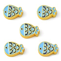 LiQunSweet 20 Pcs Enamel Marine Animal Golden Bead