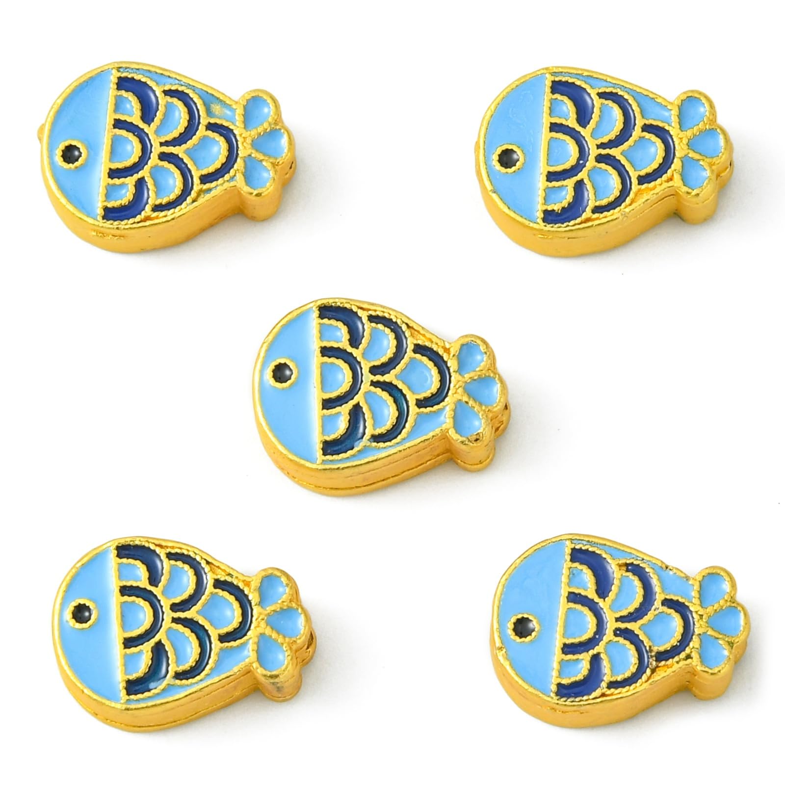 LiQunSweet 20 Pcs Enamel Marine Animal Golden Bead