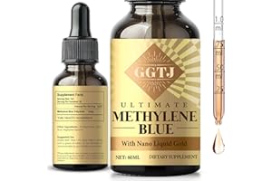 GGTJ Methylene Blue, Methylene Blue Pharmaceutical Grade, 1% USP Grade, Third-Party Tested Brain Supplement for Humans, No Formaldehyde, 2 OZ