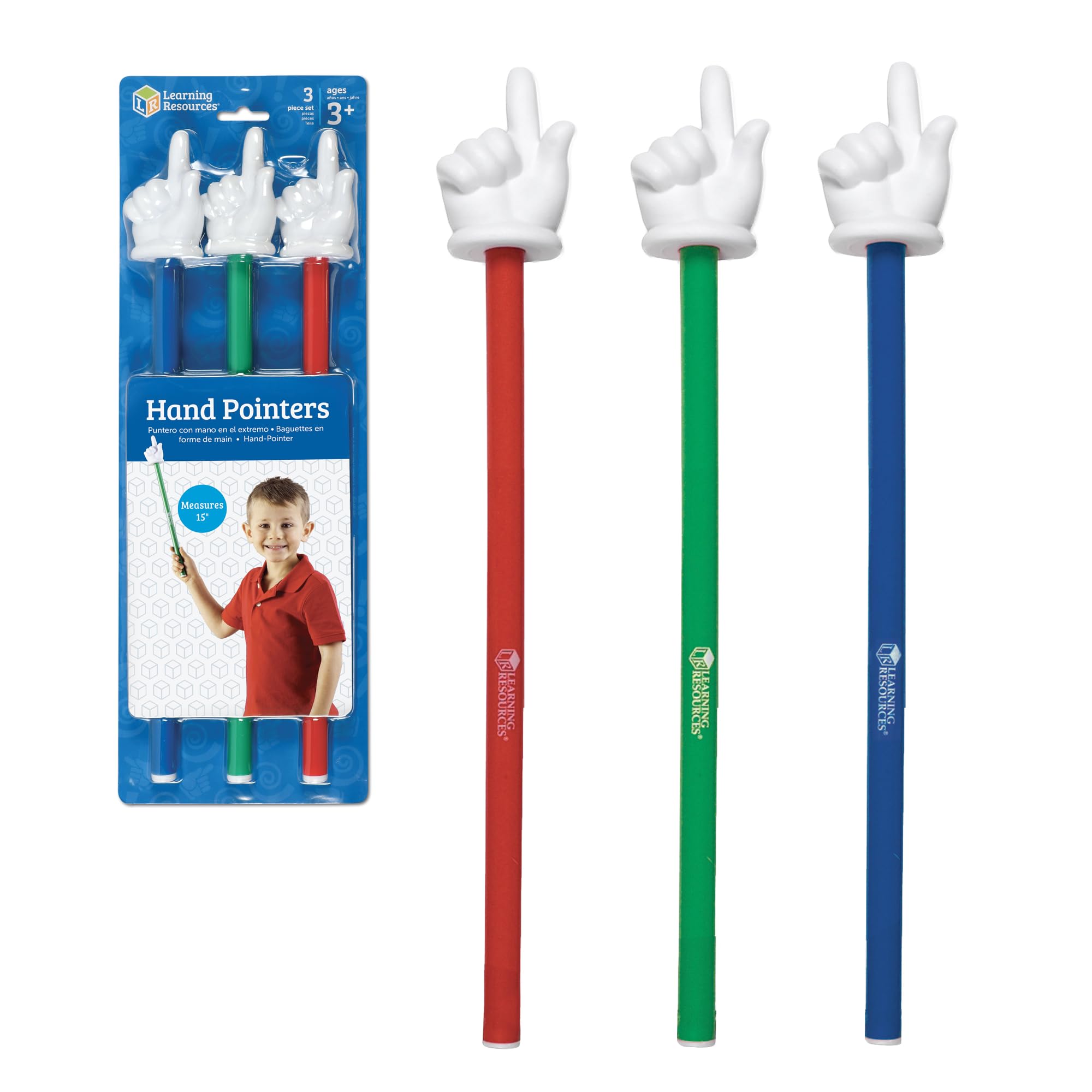 Learning Resources Hand Pointers (Set of 3), Whiteboards, Presentation, Classroom Accessories, Teacher Aids