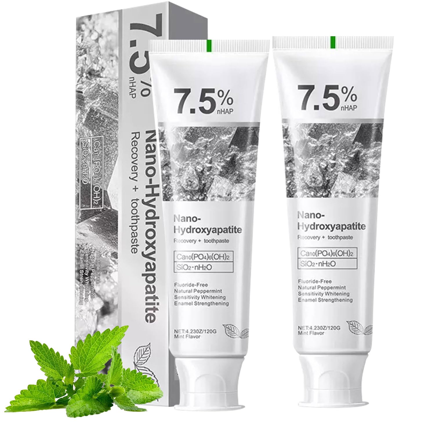 Photo 1 of 2 Pack Hydroxyapatite Toothpastes,7.5% hydroxyapatite Toothpaste for Enamel Protection and Tooth Strengthening, Gentle Mint, Fresh Breath, Daily Use for Oral Health (2)