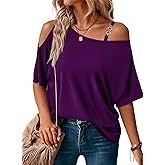 LEIYEE Womens Summer Black Cold Off Shoulder Tops 2026 Sexy Casual Cute Short Sleeve Loose Fit T Shirts Blouse