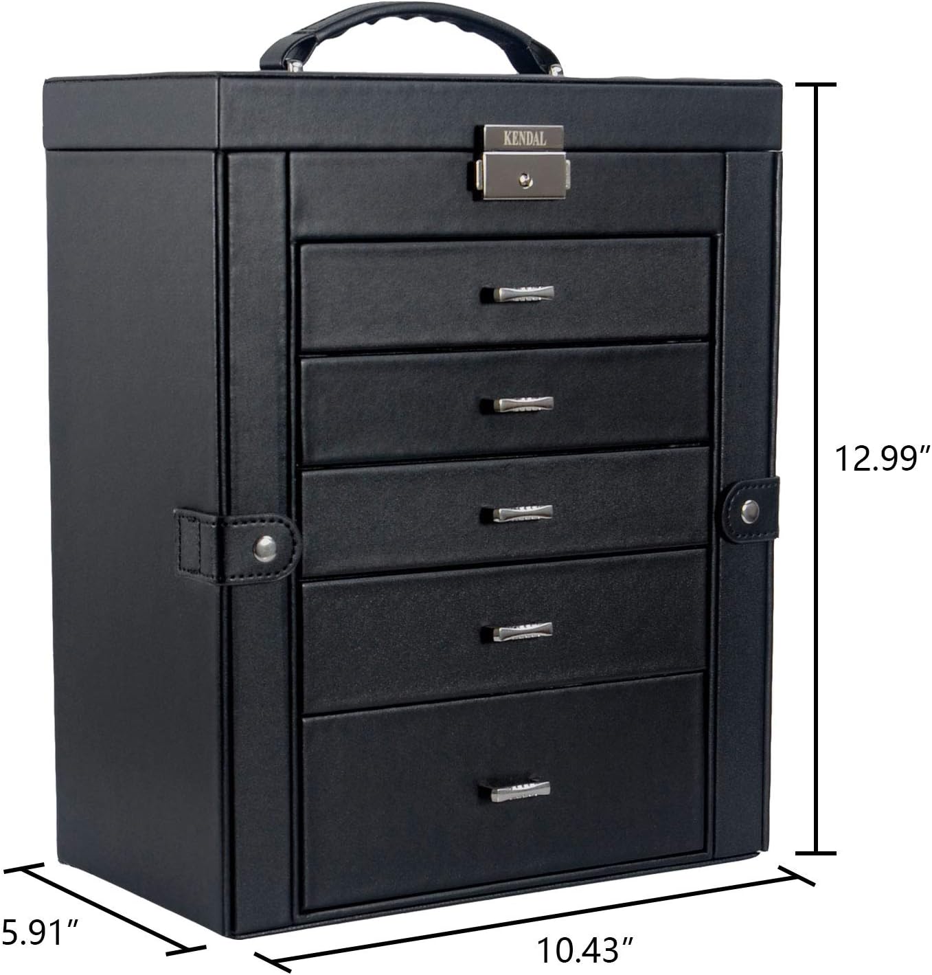 Kendal Huge Leather Jewelry Box Case Storage with a Travel Case and Lock LJCSKM5BK: Home & Kitchen