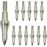 Hijiwannr Archery Points 75/100/125/150 Grains - 12pcs Stainless Steel 5/16 Inch Screw-in Bullet Points, Arrow Tips for Crossbow, Recurve &amp; Compound Bow, Target Practice &amp; Hunting