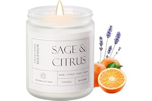 Molensun Sage &Citrus Scented Candles, Mother's Day Gifts, Aromatherapy Jar Candle, 7 oz Long Lasting Candles, Soy Wax Candle Gift for Women