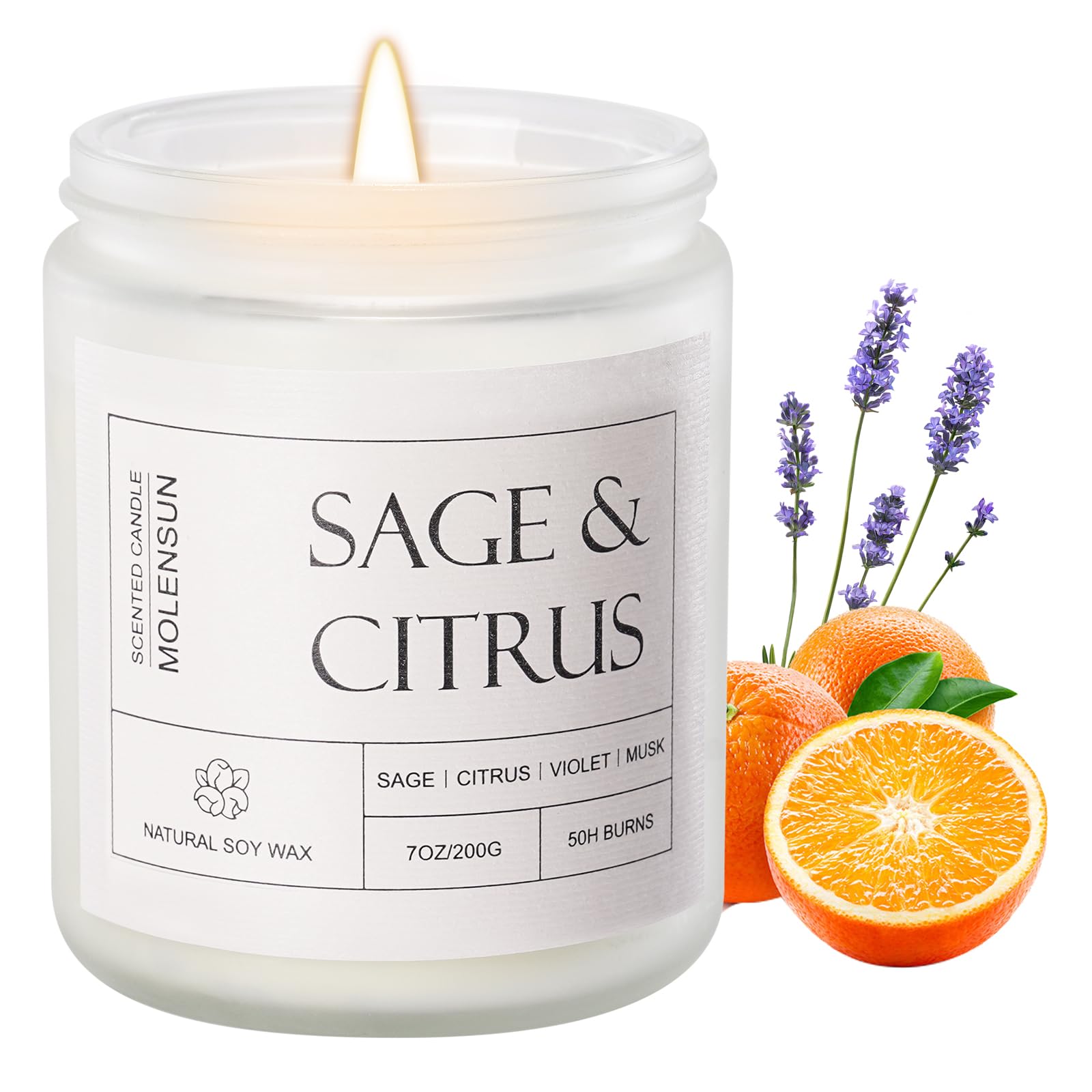 Sage &Citrus Scented Candles, Aromatherapy Jar