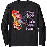 Blessed by God Loved by Jesus Butterfly Long Sleeve T-Shirt