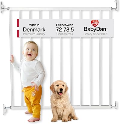 BabyDan No Trip Metal Stair Gate 72-78.5 cm White Danish Made