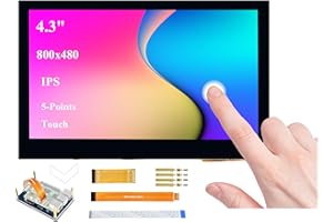 UeeKKoo 4.3inch DSI LCD Compatible with Raspberry Pi 5/4B/3B+/3B//3A+/2B/B+/A+/CM5/4/3+/3, 800x480 Resolution, 5-Points Capacitive Touch Screen IPS Display Monitor, MIPI DSI Interface