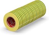 ERKO Yellow Green Insulation Tape 19mm x 20m 8 Pack PVC Electrical