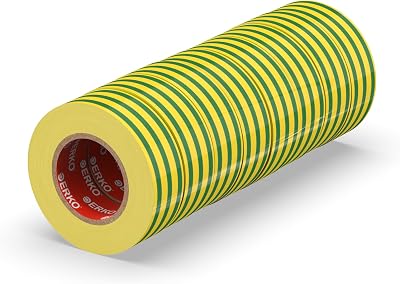 ERKO Yellow Green Insulation Tape 19mm x 20m 8 Pack PVC Electrical