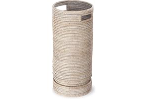 KOUBOO La Jolla Rattan Umbrella Stand, Handmade, White Wash, Umbrella Holder, Sturdy, Waking Sticks, Canes, Entryway, Mudroom, Office, Dip Tray, Home Decor