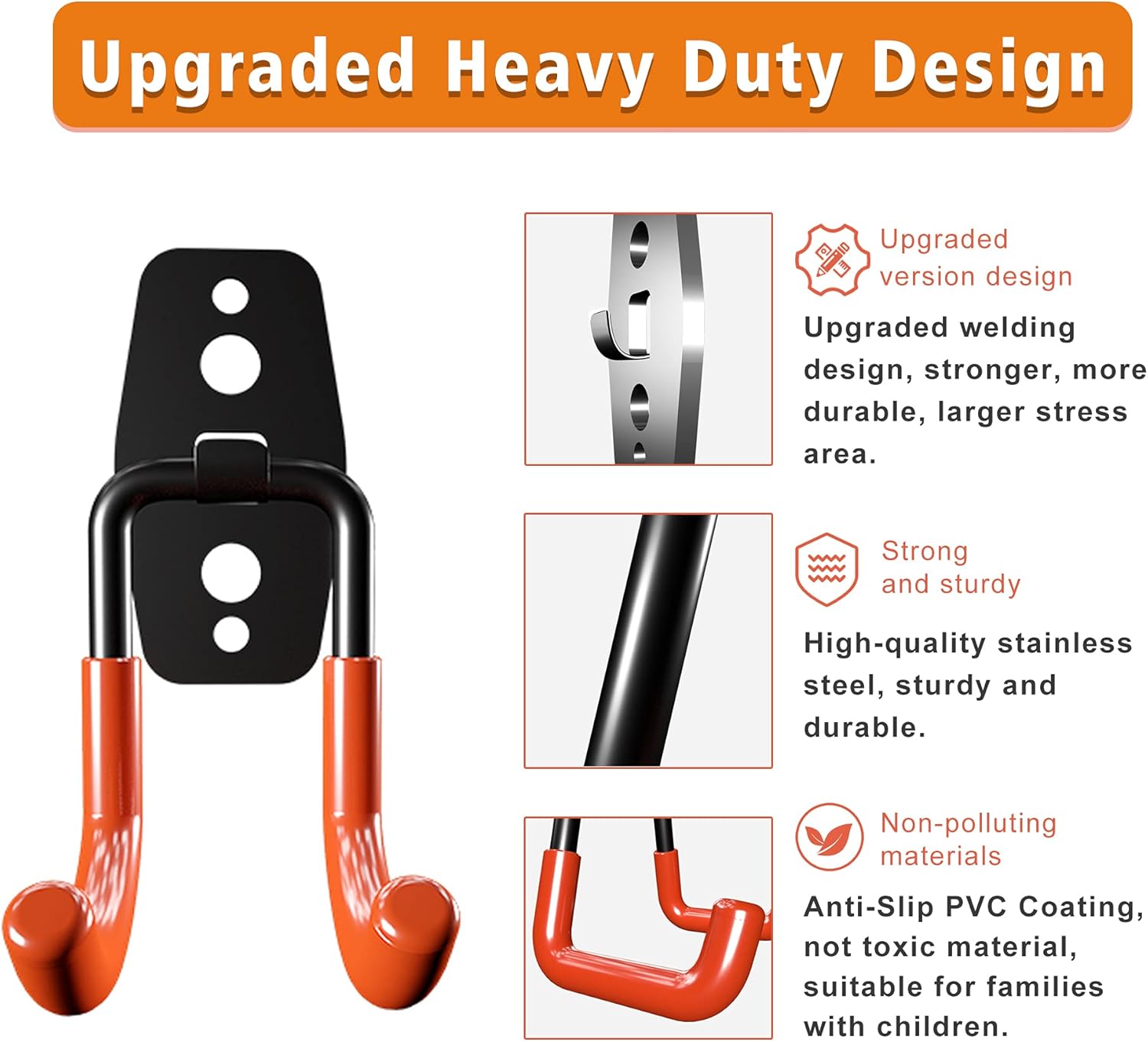 Garage Hooks Heavy Duty; 12 Pack Wall Mount Garage Hooks; Steel Garage Storage Hooks; Heavy Duty Garage Hangers for Bikes Ladders Tools; Garage Wall Hooks Utility Double Hooks for Garage Organization - - 