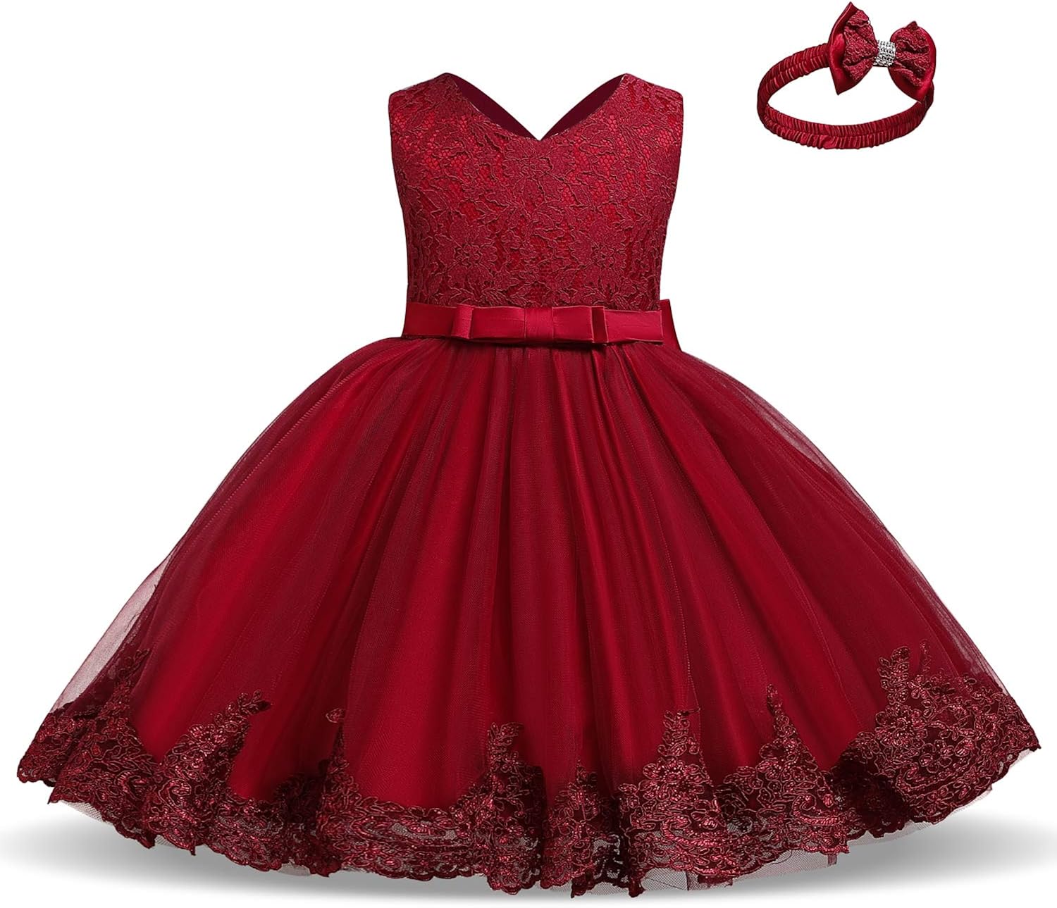 NNJXD Girls' Tulle Flower Princess Wedding Dress for Toddler and Baby Girl: Clothing