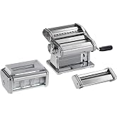 MARCATO Made in Italy PASTASET Pasta Machine Gift Set, Chrome Steel. Includes Atlas 150 Pasta Machine, Ravioli &amp; Spaghetti Attachments.