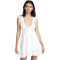 Velvet By Graham & Spencer Women's Allister Schiffli Lace Dress - Sleeveless Smocked Waist Embroidered Dress, Lined Skirt