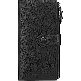 BVEOGMRO Women Soft Leather Wallets Slim Bifold RFID Blocking Ladies Credit Card Holder Double Zipper Pockets