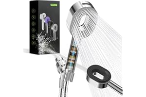 Hibbent Filtered Showerhead with Handheld, High Pressure 5 Sprays Handheld Shower Head with Brass Holder& 71" Metal Hose, Wat