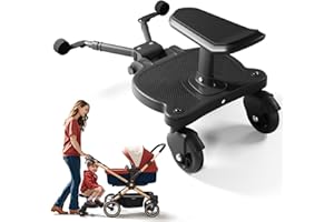 Hmxknlv 2-in-1 Stroller Ride Board with Detachable Seat, Suitable for Most Stroller Brands, Holds Children Up to 55lbs