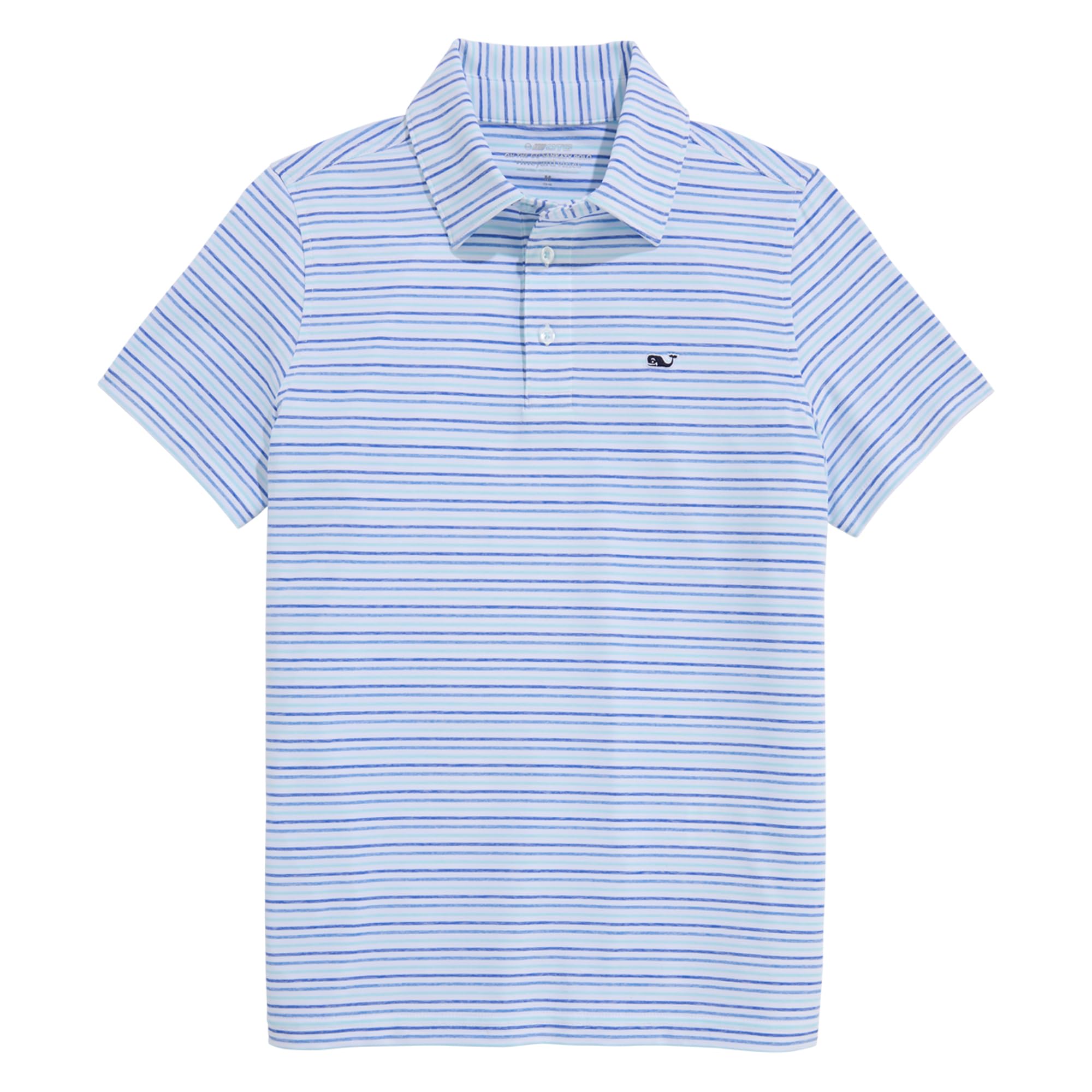 vineyard vines Boys Multi-Bradley Stripe Sankaty Polo, Ocean Breeze/Tide Blue, 5