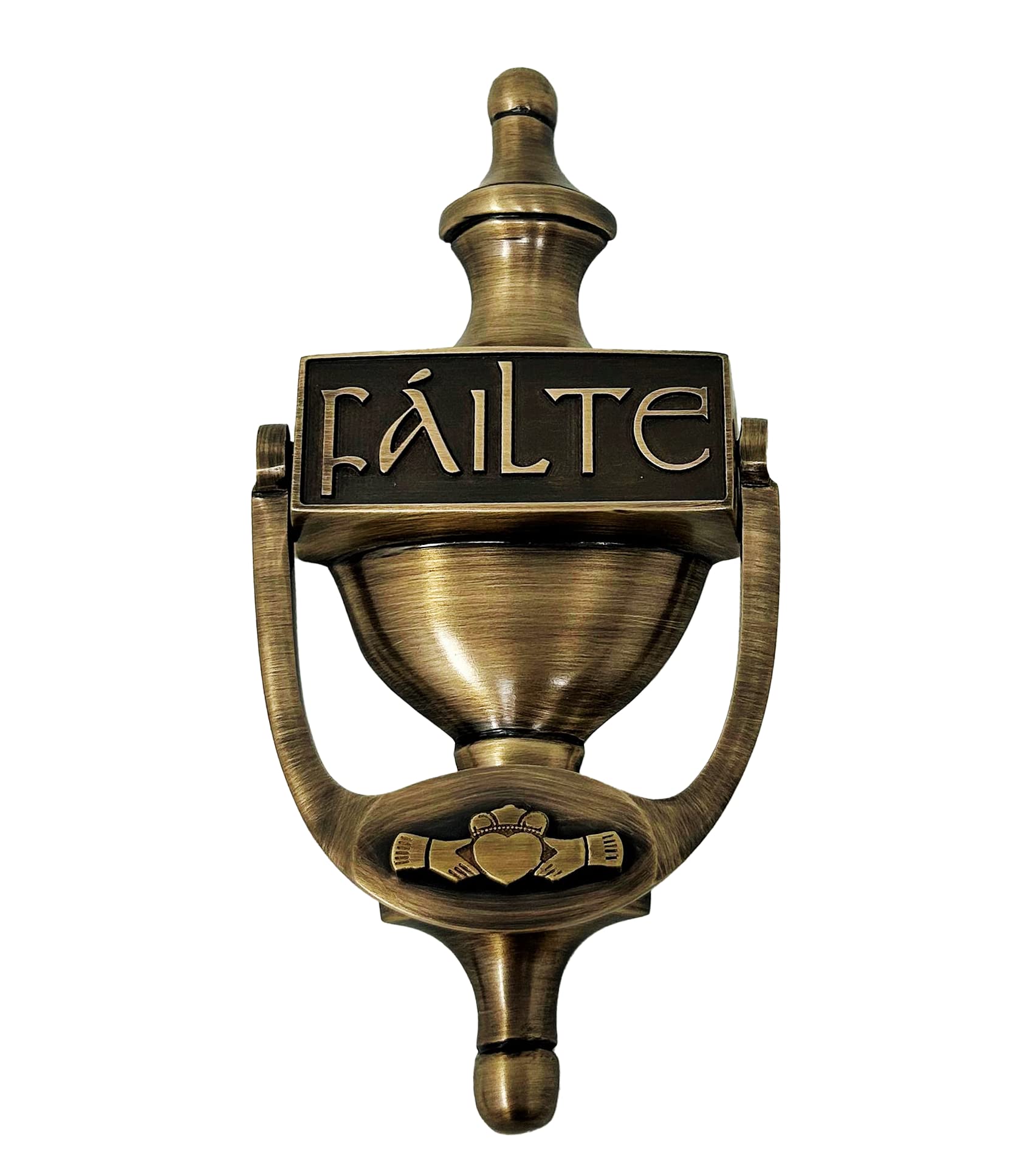 Exclusive Irish Claddagh Front Door Knocker Mile Failte Brass Knocker 8" Welcome to Ireland (Failte Claddagh)