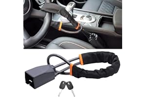 ASENDIWAY Steering Wheel Lock Seat Belt Lock Anti Theft Device Car Lock Car Anti Theft Prevention Security with 2 Keys Universal Fit Most Cars Vehicle Truck SUV Van (Black)