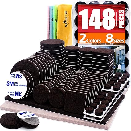 Furniture Pads 148 Pcs Self Adhesive Brown Felt Furniture Pads Anti Scratch Furniture Felt Pads Chair Leg Floor Protectors For Chair Legs Feet Protect