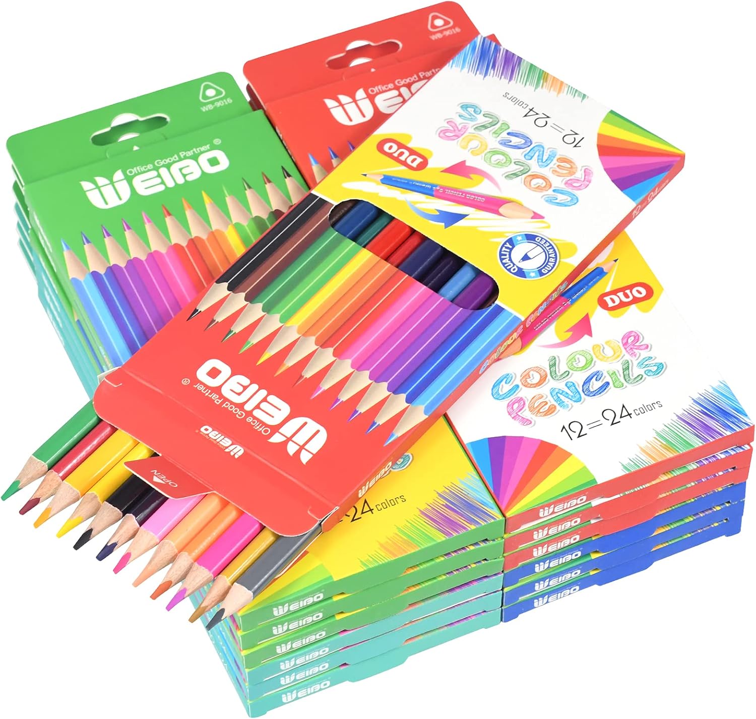 Weibo Coloured Pencils 12 pcs Art Drawing Set Perfect for Adults Children Colouring Books with Vibrant Colors by Sketching Drawing Painting Writing (Double Color 12pcs Pencils-24 Colors) (24color) : Office Products