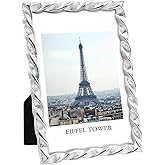 Essovee Metal Picture Frame 4x6,Photo Frame,HD Glass - Multi-Display (Vertical/Horizontal & Wall Mount) Glam Style,Valentine's Day/Mother's Day/Birthday Gifts(Silver)