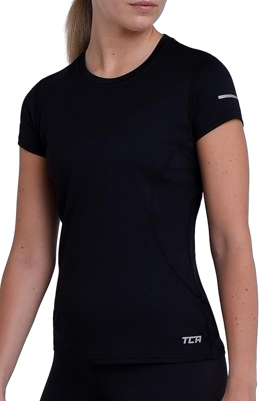 Atomic T-Shirt Quickdry Manches Courtes Tee-Shirt Sport Running & Fitness pour Femme - Noir, S