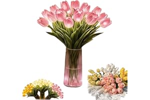 Radiant Romantic Tulip Light with a Vase, 15 PCS Twinkling Led Tulips that Never Fade,Artificial Flowers Ambient Night Lamp, 