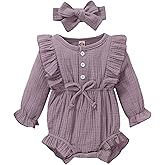 Newborn Baby Girl Clothes Romper Fall Winter Outfit Ruffle Long Sleeve Jumpsuit One Pieces Romper Bodysuit