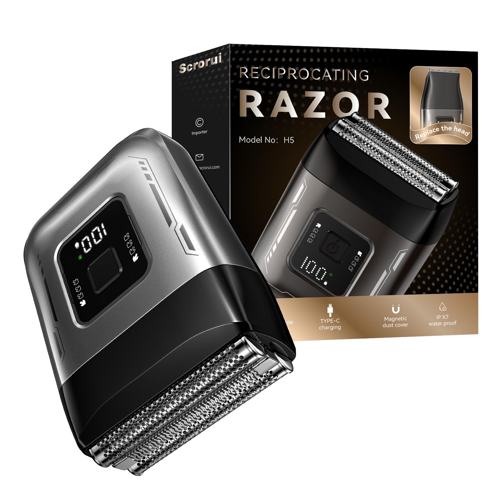 Photo 1 of *MISSING PARTS - See Clerk Notes*
Foil Shaver for Men Scrorui Cordless Electric Razor with High-Speed Dual Blades, Rechargeable USB-C, IPX6 Waterproof & Travel-Friendly