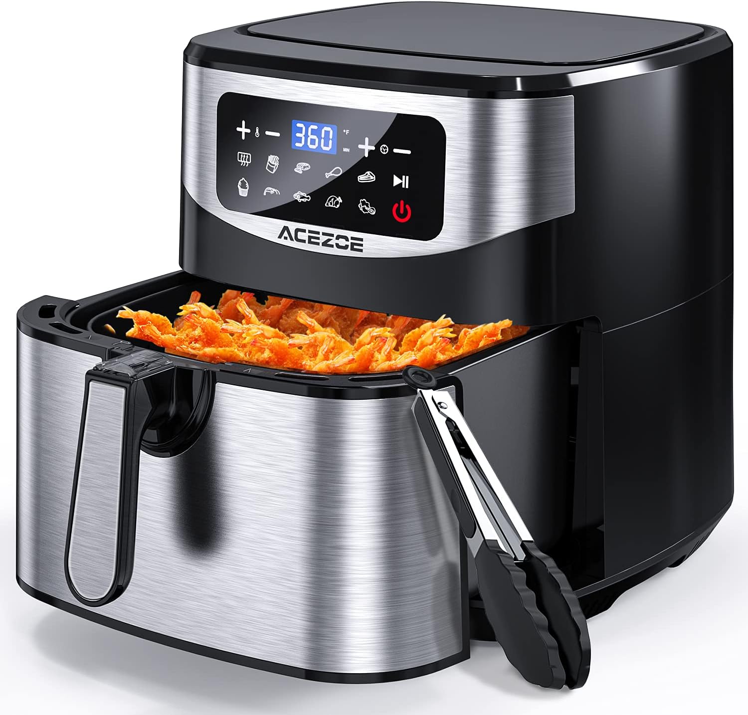 Acezoe Air Fryer, Large Air Fryer Oven XL, Vortex Oilless Cooker with Nonstick Frying Pot, Digital Touch Screen, Upgraded Smart Cooking Programs, Easy to Clean, 7.4 QT Capacity, 1700W, 3-Year Warranty, New Model Hot Air fryer Oven Best in 2021