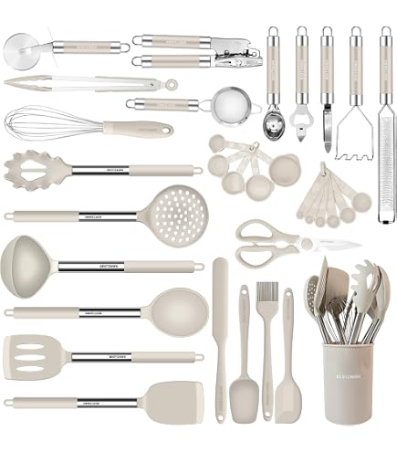 Set Ustensiles De Cuisine Legpador 27Pièces - Silicone Antiadhésif Avec Pot De Rangement