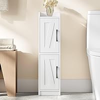 Hzuaneri Bathroom Storage Cabinet, Small Corner Floor Cabinet with Door and Shelves, Narrow Bathroom Organizer and Paper Stor