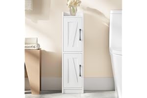 Hzuaneri Bathroom Storage Cabinet, Small Corner Floor Cabinet with Door and Shelves, Narrow Bathroom Organizer and Paper Stor