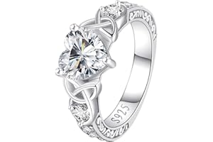 LOIPURI Moissanite Promise Rings for Her, 2CT D Color VVS1, Heart Shaped Celtic Knot, 925 Sterling Silver Engagement Wedding Anniversary Valentines Promise Gift with Certificate