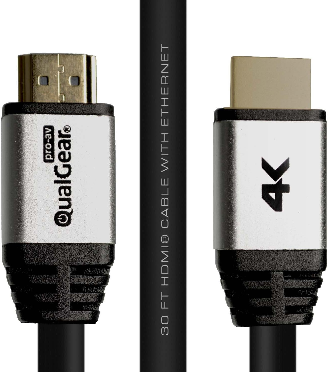 QualGear HDMI 2.0 Cable; 30' High Speed HDMI 2.0 Cable with Ethernet 30' - Black (QG-CBL-HD20-30FT)