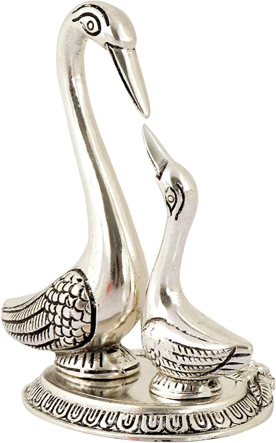 Hello Perfect Handicarafted Aluminium Showpiece Kissing Swan Pair Figurine Décor Home & Office/Decoration Item