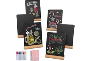 DOCMON Chalk Board, 6x8 Inch Pack of 6 Mini Chalkboard Signs with Stand for Food, Chalkboard Signs Tabletop for Buffet, Parti