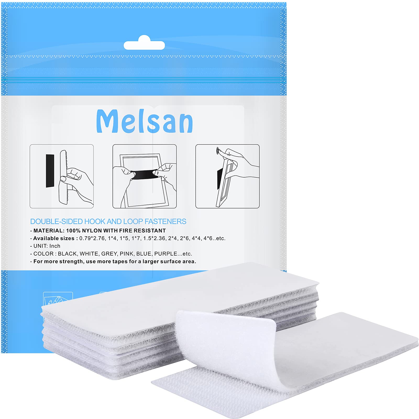 Photo 1 of Heavy Duty Hook and Loop Strips | 2 x 6 Inch 6 Sets | Strong Back Adhesive Hook and Loop Tape | Indoor Outdoor Use - White