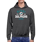 Hybrid Sports NFL - Miami Dolphins - Team Motto - Men's and Women's Pullover Hooded Fleece Sweatshirt - Size Large - Grey