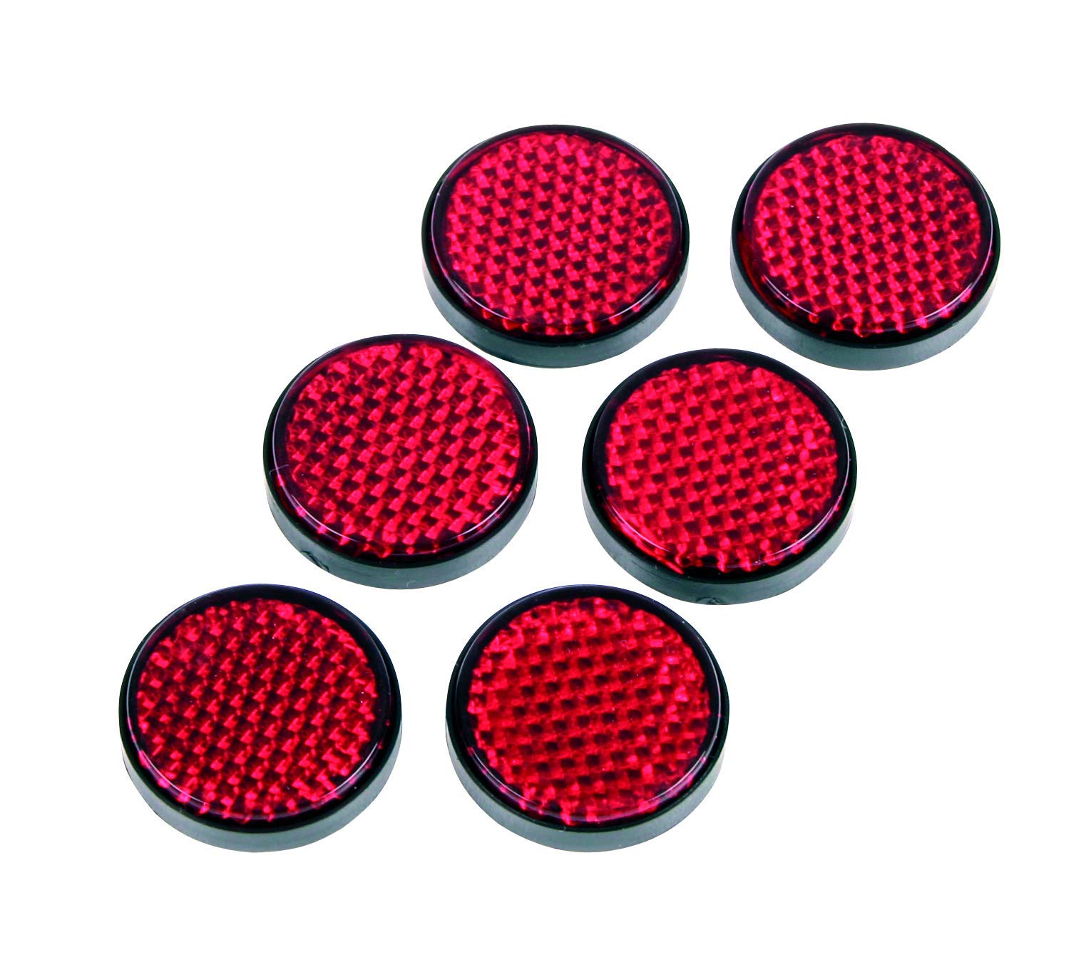 Gear Gremlin GG321 Round Adhesive Reflectors. Red Rear. Motorcycle MOT Compliant. Self Adhesive. 25mm diameter