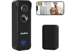 BondFree Wireless Doorbell Camera, 2K HD Video Doorbell, 5200mAH Battery, 2.4GWIFI, 2-Way Audio, Night Vision, Cloud SD Card Storage, Compatible with Alexa,Google Assistant.