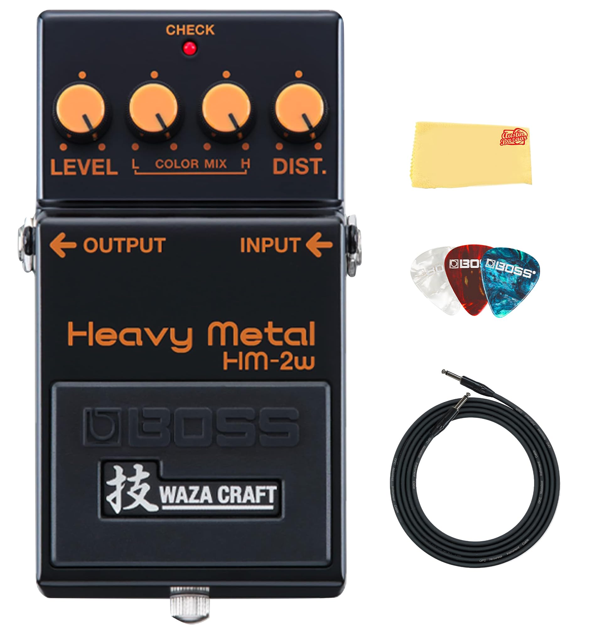 Boss HM-2W Heavy Metal Distortion Pedal Bundle with