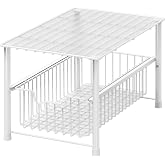 Simple Houseware Wired Stackable Under Sink Cabinet Sliding Basket, White | Free Standing Organizer Drawer, Kitchen/Pantry/Cabinet/Counter