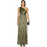 Beaufident Women's Elegant Maxi Formal Dresses One Shoulder Pleated A-Line Long Evening Party Gowns
